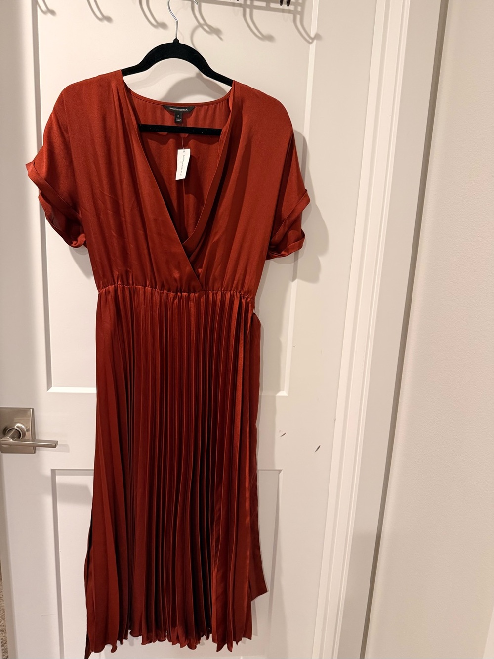 Banana Republic Rust Pleated Wrap Midi Dress